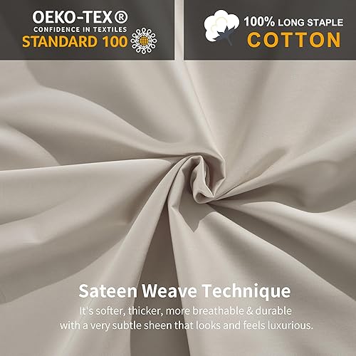 Miniatura 5 de MILDLY - Juego de funda de edredón 100% algodón de fibra larga, tamaño King, color gris, juego de edredón de lino, juego de ropa de cama ultra suave