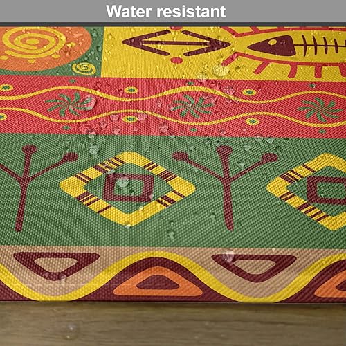 Miniatura 6 de Ambesonne Juego de 4 manteles individuales africanos, formas de arte folclórico abstracto del oeste, impresión de líneas únicas, manteles