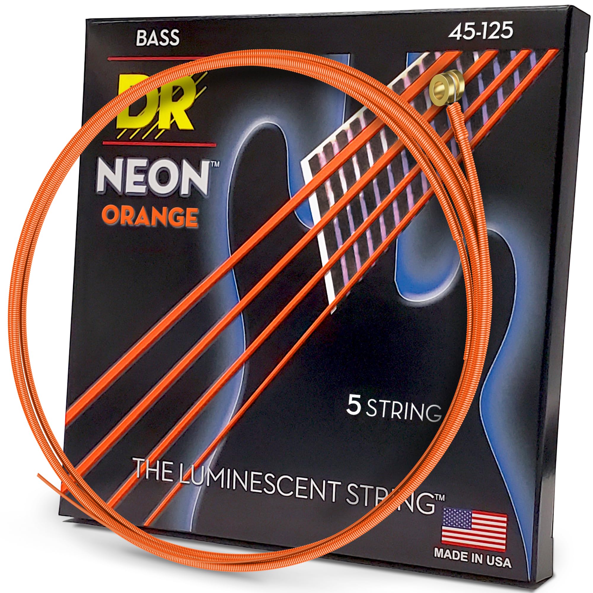 DR Strings Hi-Def Neon Orange Bass Heavy 5 String