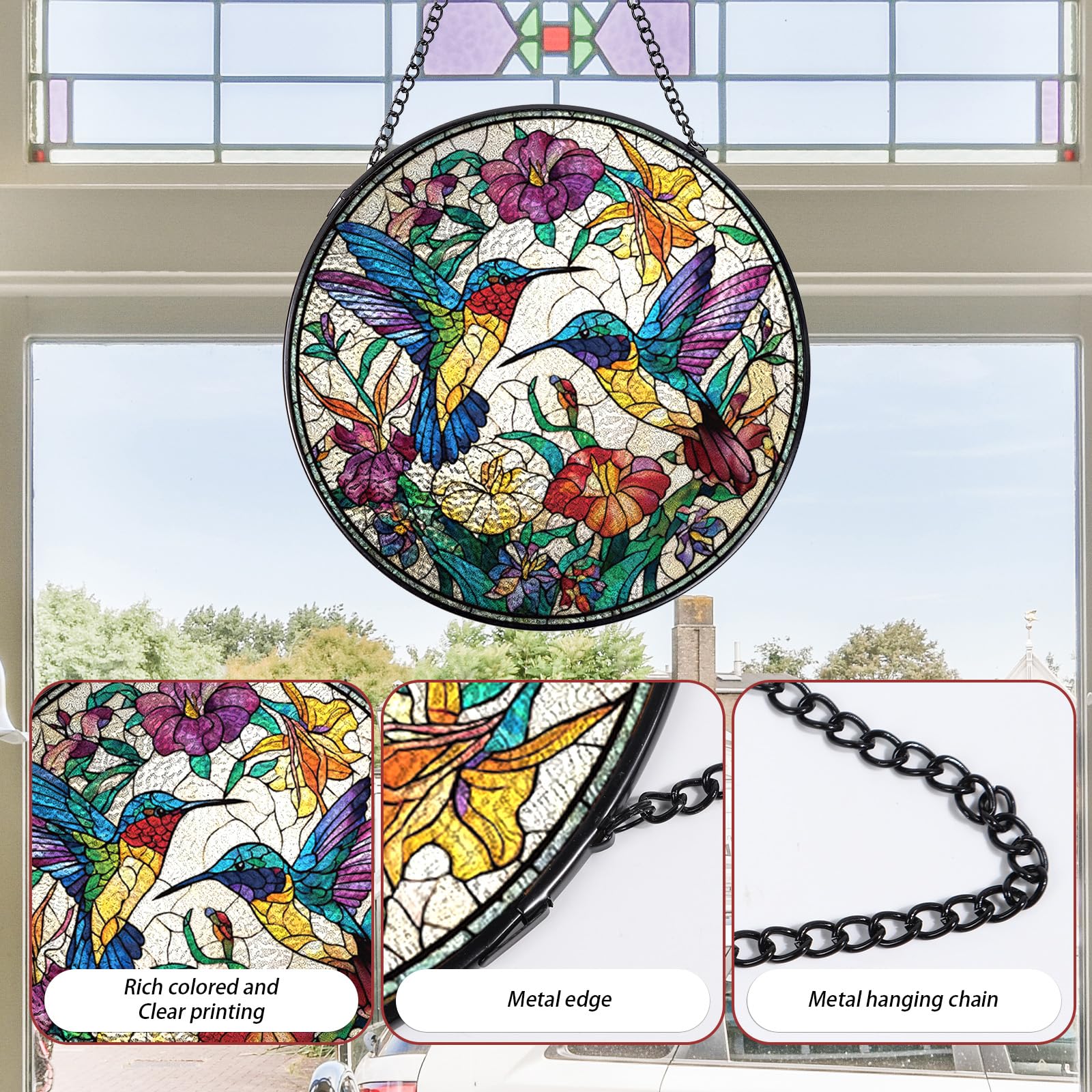 Amazon.co.jp: Rngmsi ハチドリ ステンドグラス サンキャッチャー 8