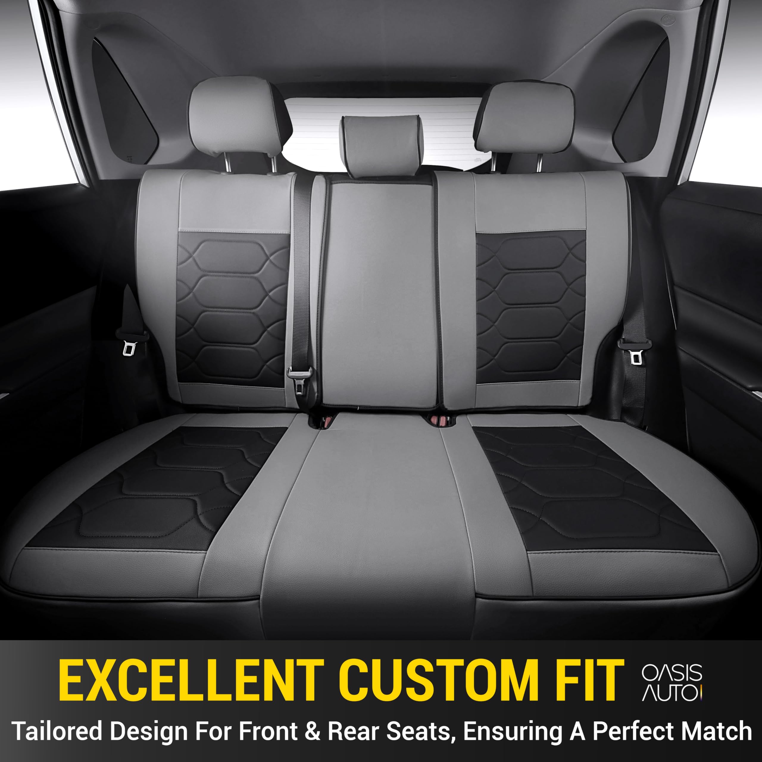 OASIS AUTO Custom Fit Seat Covers for 2019-2025 Toyota RAV4 Waterproof Faux Leather Seat Protector Cushion Rav4 Car — view 4