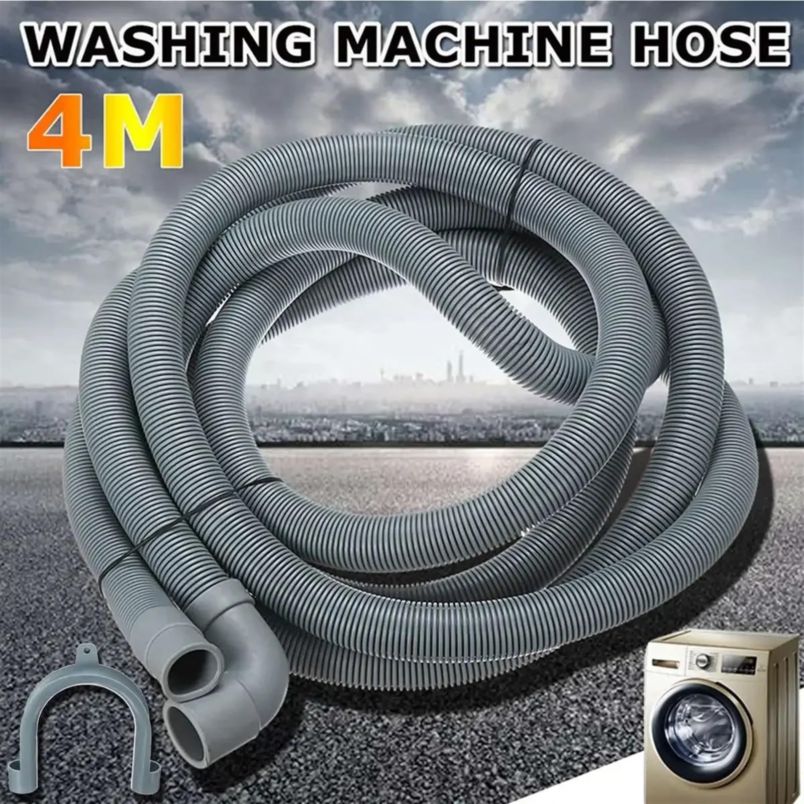Desague Lavadora Manguera de drenaje for lavavajillas, extensión Flexible de tubo de agua de salida de 4M, 22mm con soporte Tubo Desague De Lavavajillas