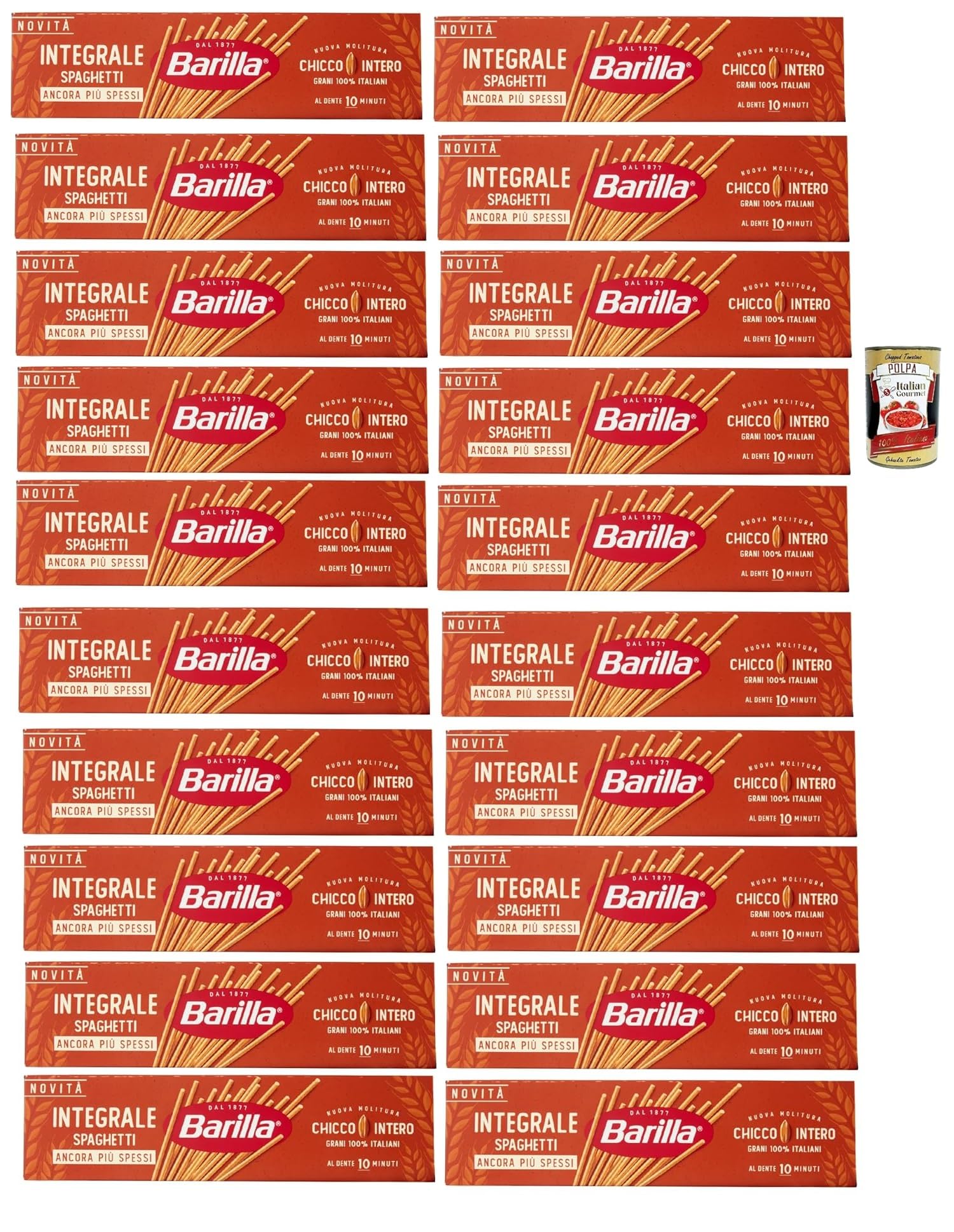 Italian Gourmet Bundle Vollkorn Spaghetti 20x 500g + Italian Gourmet Polpa – Integrale Pasta, Spaghetti aus Vollkorn, 10kg Vorratspackung für Pasta, Sugo & Familienküche
