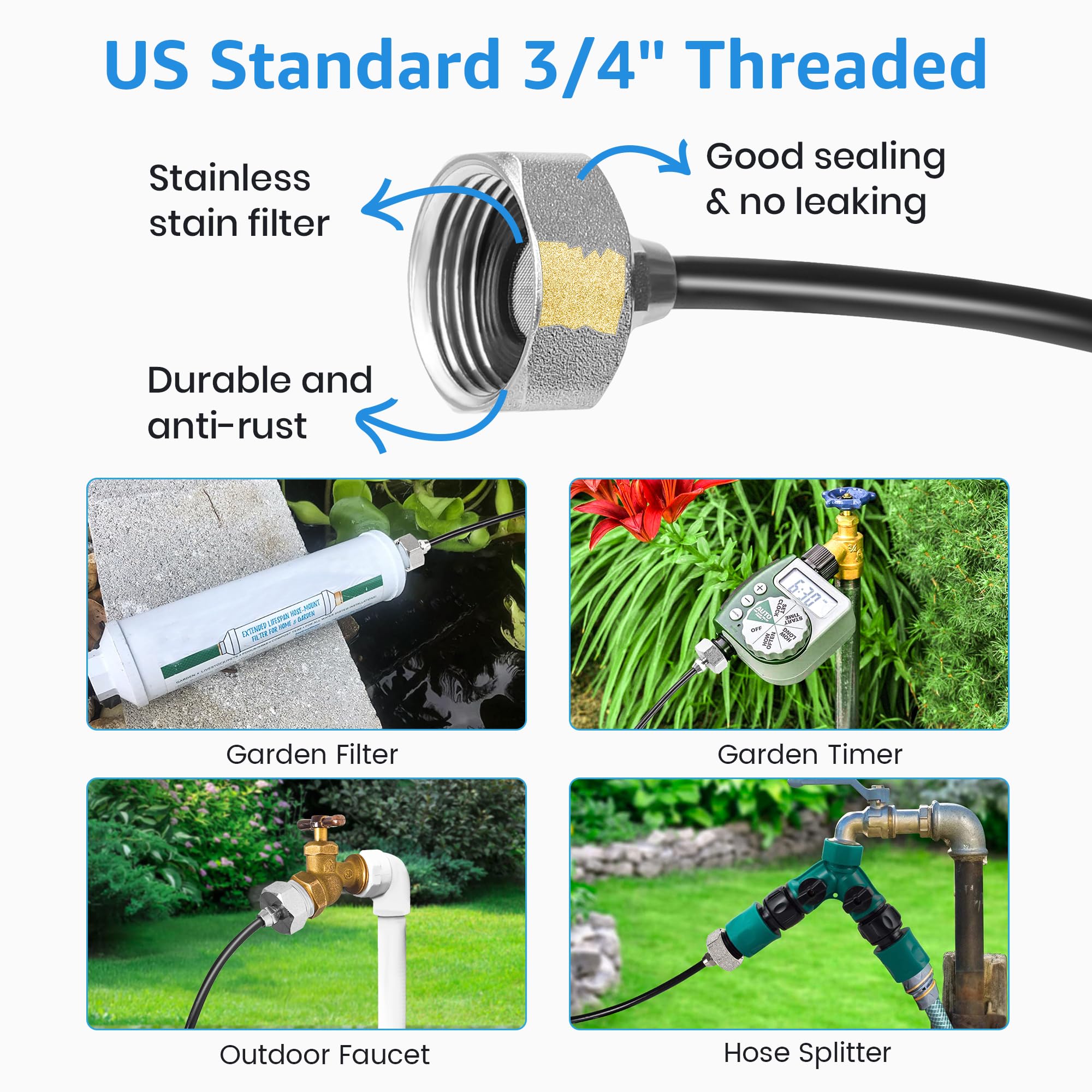 MIXC Nebel für Außenterrasse, 30 m Nebelschnur + 28 Nebeldüsen + 1,9 cm Messingadapter, Outdoor-Nebelkühlsystem für Terrasse, Hinterhof, Gewächshaus, Trampolin, Pferd, Korral