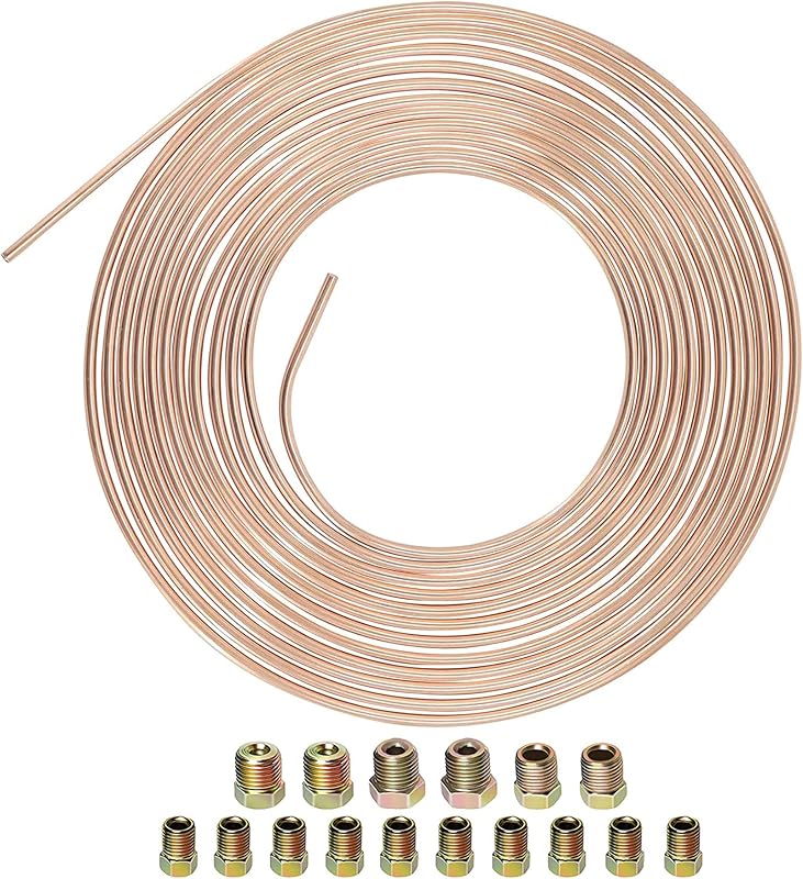 Tubo de cobre-níquel para linha de freio Poweka 3/16 x 7,62 m com conexões – Kit com 16 conexões