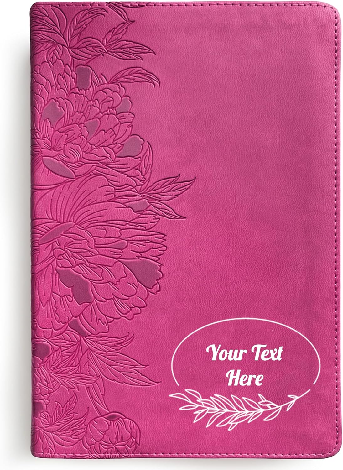 Printualist Personalized NLT Gift Bible with Custom Text and Frame Design, Peony Pink, New Living Translation Personal Size Bible, Faux Leather Christian Gift for Women, Baptism, Birthday