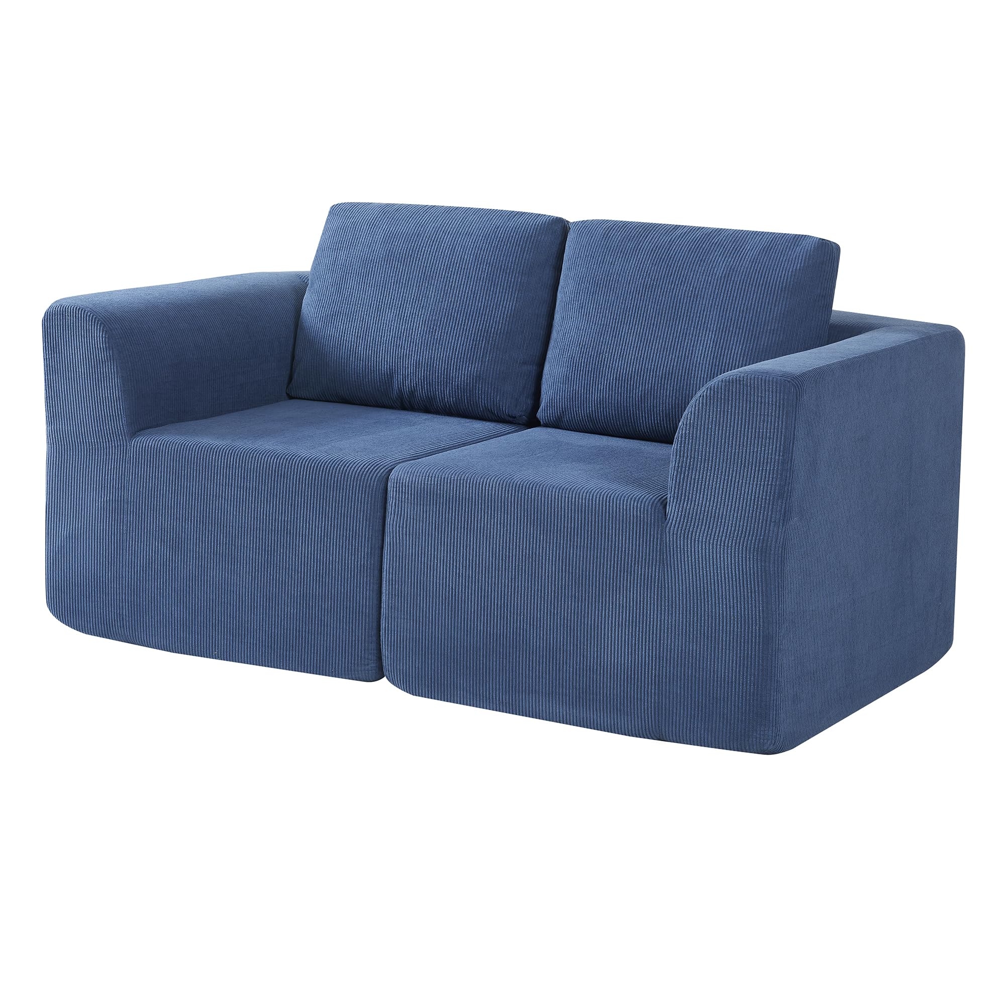 Panana Couch Sofa 2-Seater Foam Sofa Loveseat for Small Spaces Comfy Sofas Boneless Couch for Living Room, Bedroom, Apartment, Office, No Assembly Needed (Blue, 146cm Length)