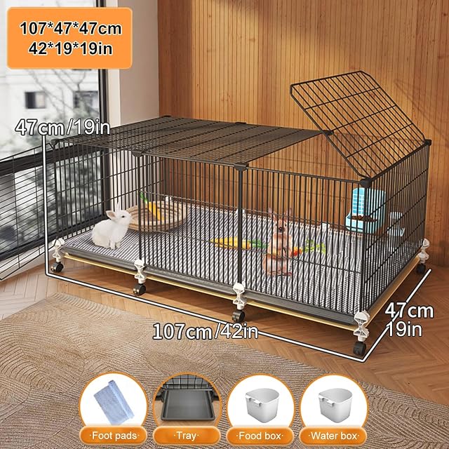 Foto 2 de 7 de RTTZBOZ Jaula Grande para Conejos, Jaula Multifuncional para Conejos de Interior, Jaula para Animales Pequeños