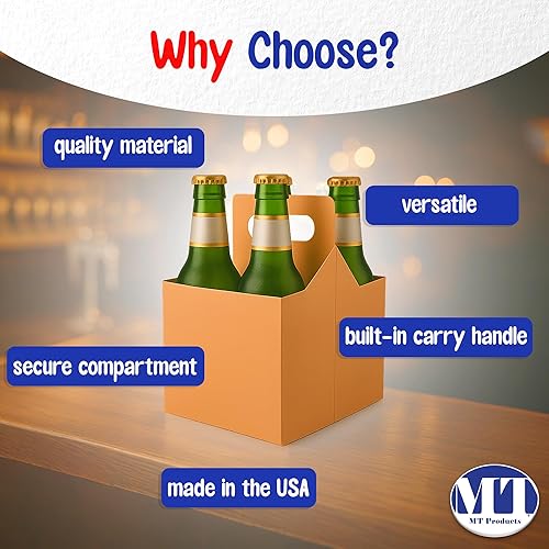 Miniatura 5 de MT Products 4 soportes para botellas de cartón kraft de 12 onzas. Portabotellas de cerveza o soda para un transporte seguro y fácil, paquete de 4