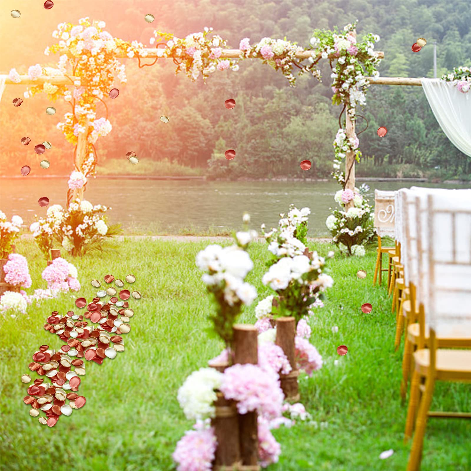 GORGECRAFT 200 Pz Raso Petali di Rosa Petali di Rosa Arancio Artificiali per Matrimonio Corridoio Centrotavola Tavolo Coriandoli Bomboniere e Ricordini Decorazione Della Casa