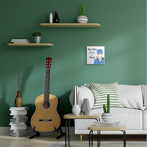 Miniatura 2 de Stupell Industries My Hero Wears Mask - Placa de pared con frase de agradecimiento para el cuidado de la salud, diseño de Marcus Prime, 12 x 12