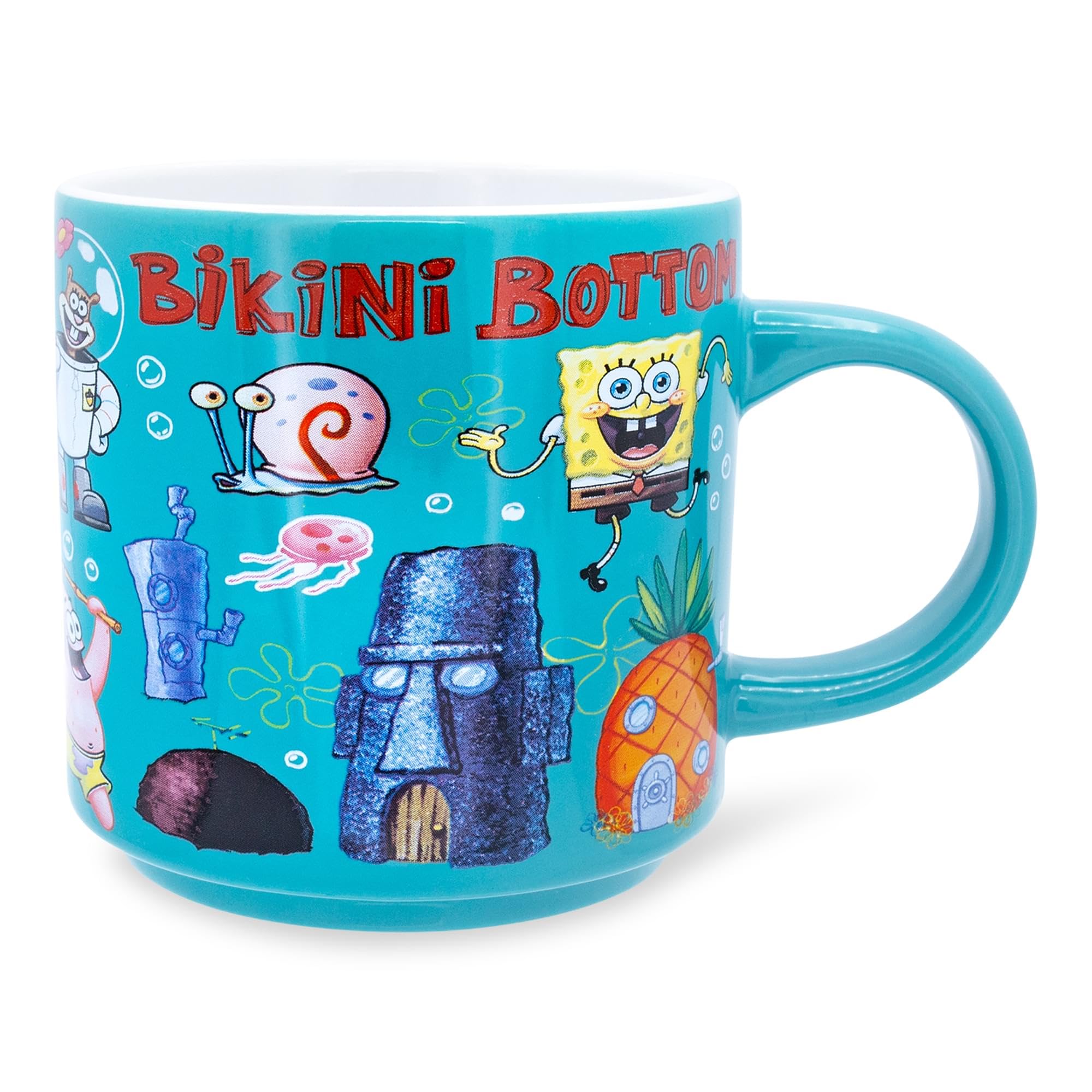 Nickelodeon SpongeBob SquarePants Bikini Bottom Ceramic Mug | Coffee Cup For Espresso, Tea, Cocoa | Holds 13 Ounces