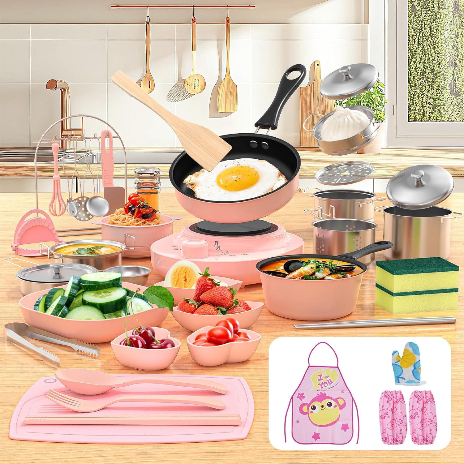 Kid Cooking Sets Real Mini Kitchen, Food Making for Beginner Children 8 9 10 11 12 Boys Girls Cooking Educational Toys, Junior Easy Safe MontessoriTools Dishes Knife Set-Pink Kid Cooking Sets Real Mini Kitchen, Food Making for Beginner Children 8 9 10 11 12 Boys Girls Cooking Educational Toys, Junior Easy Safe MontessoriTools Dishes Knife Set-Pink