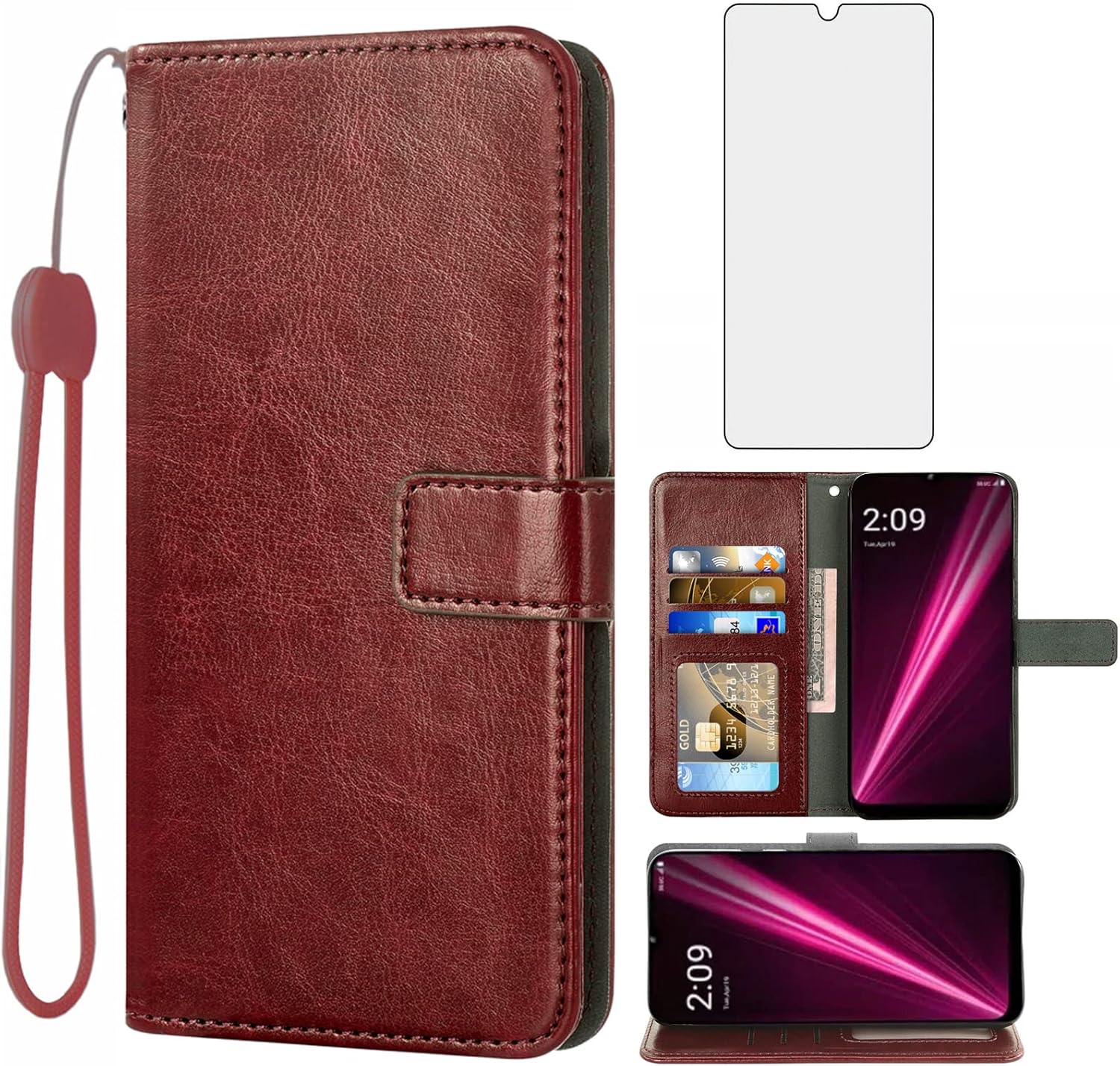 Compatible with TMobile Revvl 6/6X 5G Wallet Case Tempered