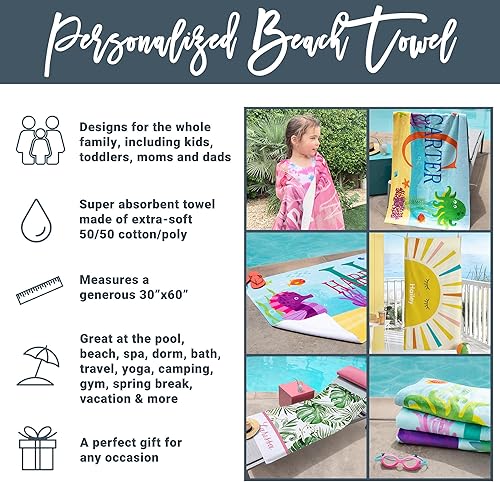 Miniatura 4 de Let's Make Memories Toalla de playa a rayas de Snoopy y Woodstock personalizada Peanuts - Azul