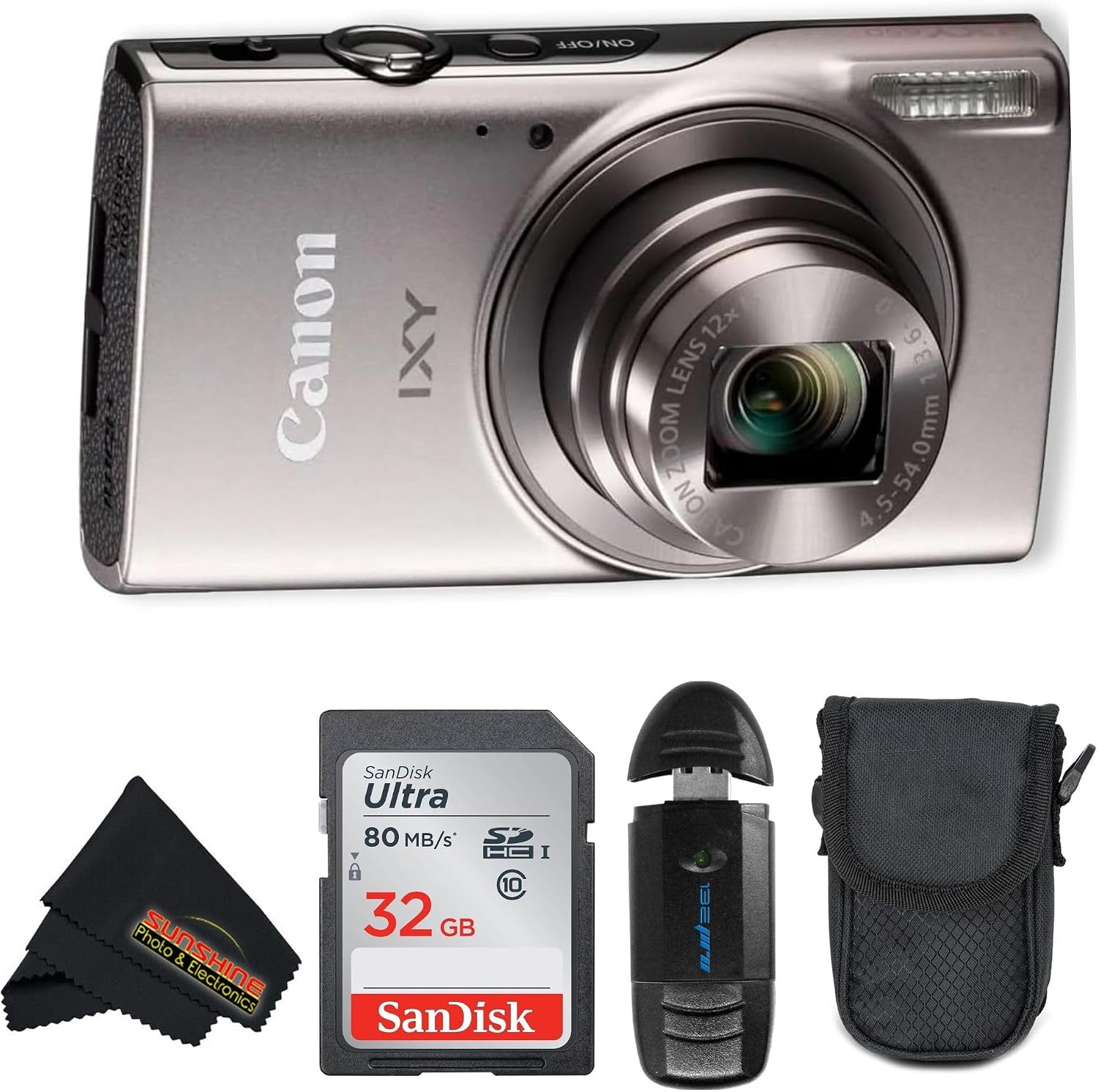 Canon Compact Digital Camera IXY 650 12x Optical Zoom IXY650 (BK) (Black) with Sunshine Photo Professional Bundle (Renewed)