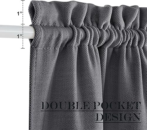 Miniatura 2 de NICETOWN Cortinas de puerta francesa para oscurecer la habitación, cortinas de lino sintético de privacidad, 30 x 72 pulgadas, persianas de puerta