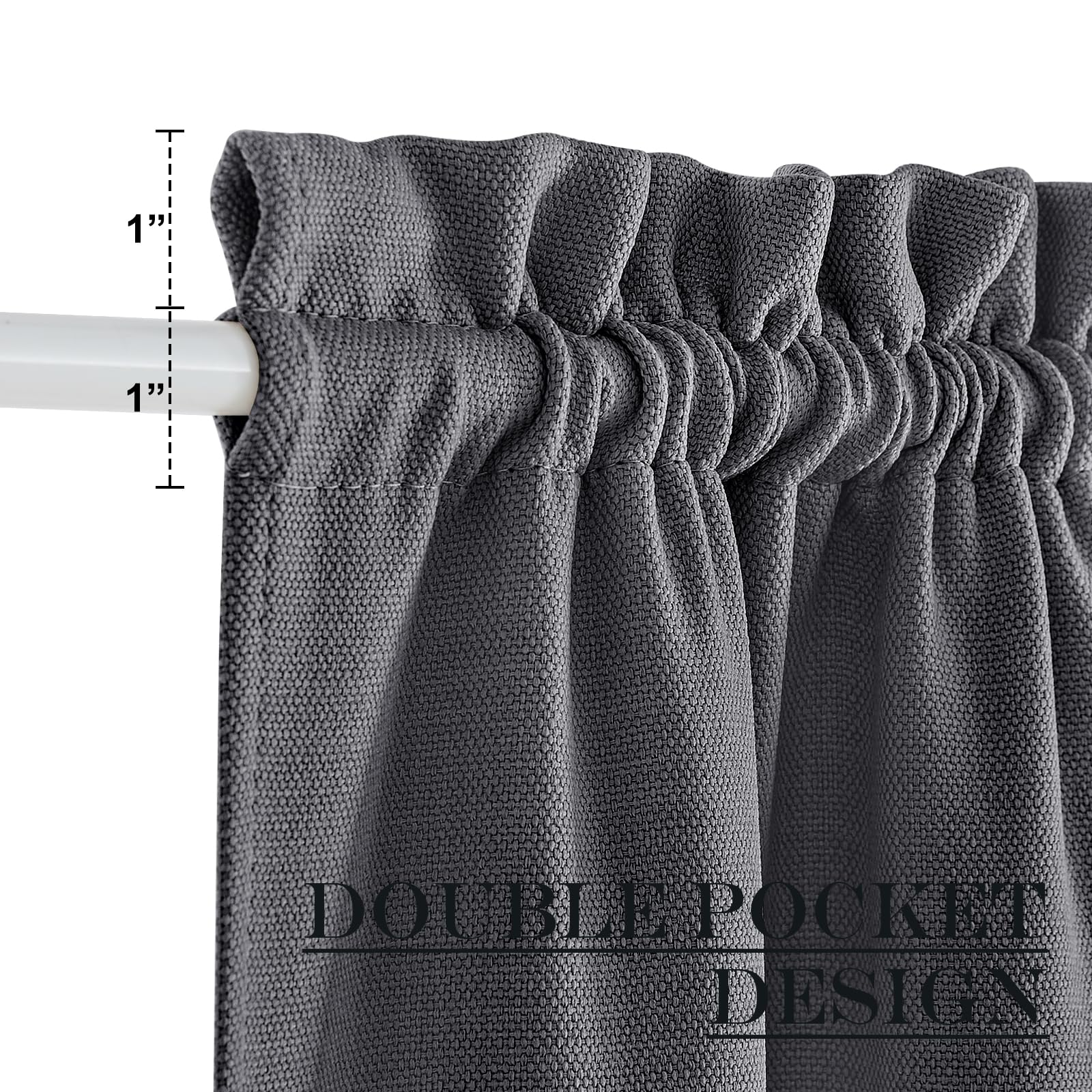 NICETOWN 1 Panneau de Rideaux occultants en Faux Lin pour Porte-fenêtre, 76,2 x 182,9 cm, Isolation Thermique avec Passe-Tringle, Gris Anthracite