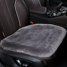 OGLAND Fluffy Genuine Australia Sheepskin Car Seat Cover for Auto Interior Accessories with Soft Fuzzy Wool Eco-Friendly Natural Fur Non-Slip Graphite, Front