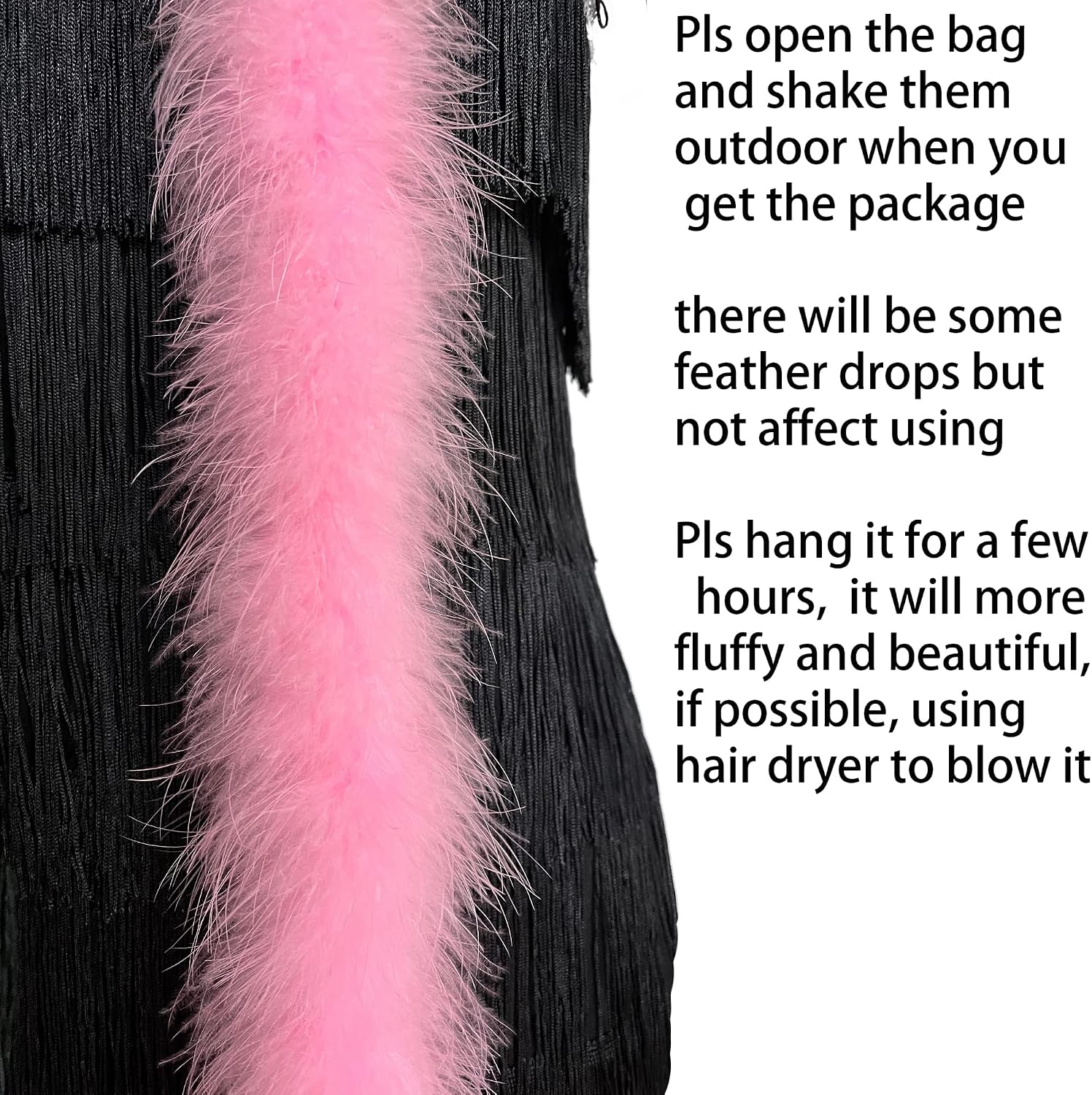 2 Yards 20g Fluffy Marabou Feather Boa for DIY Craft Sewing Trim Home Wedding Party Decoration-Light Pink