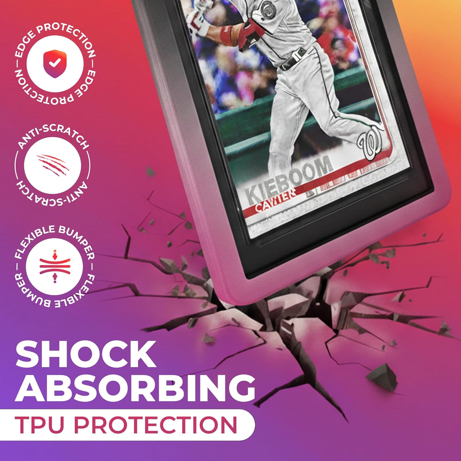 PSA Slab Guard - Multicolor Slab Protector Graded Guard, PSA Card Guard Bumper for Protection - TPU Gradient Shiny (Pack of 4 Purple/Pink)