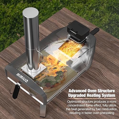 Miniatura 2 de Mimiuo Horno de pizza al aire libre Horno de pizza de pellets de 12 pulgadas con piedra cuadrada para pizza, estufa de pizza portátil de 12 pulgadas