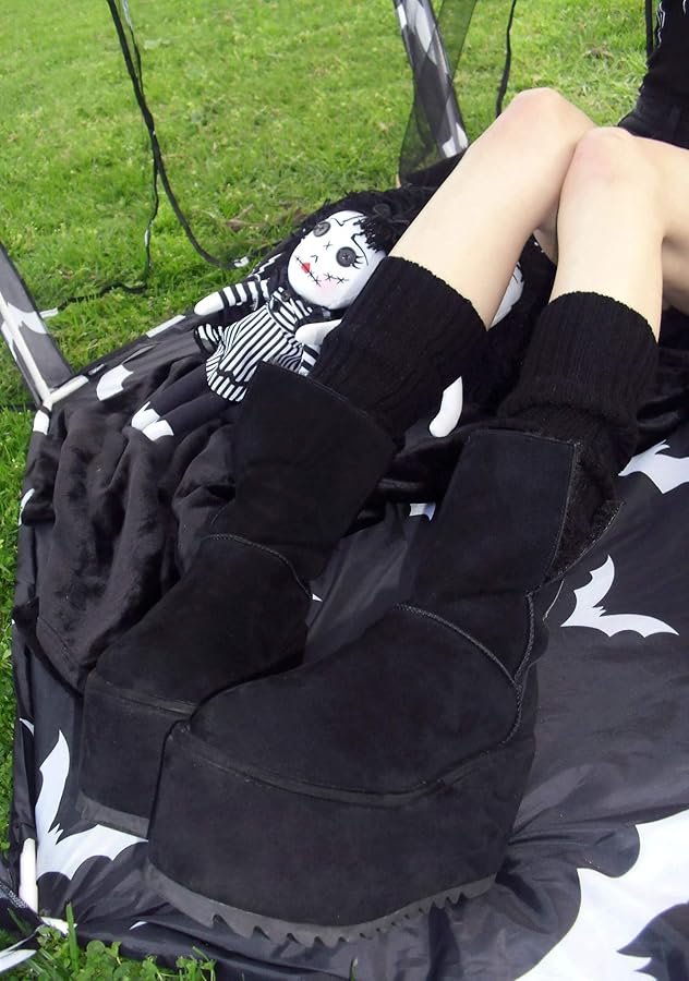Dolls Kill Atmosphere Fleece Lined Suede Platform Boots, Black, 8