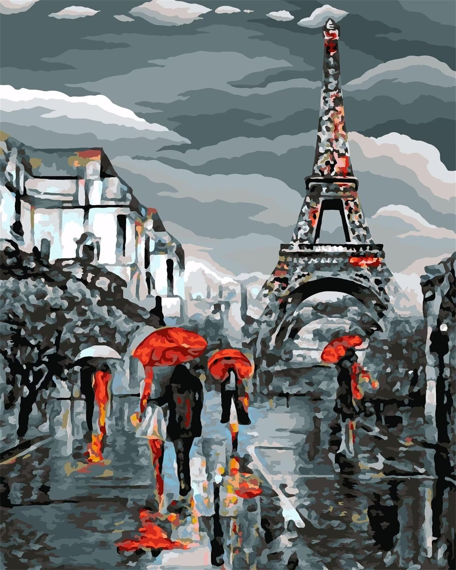 Dipingere con i Numeri Adulti,Strade francesi Pittura di Numeri a Olio Fai da Te kit di pittura acrilica per adulti Bambini,Con Pennelli e Colori Acrilici per casa Decora Regalo con Telaio,55x70cm
