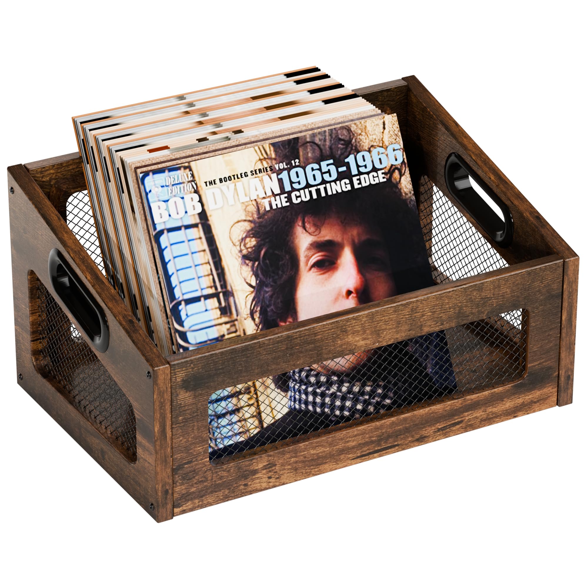 Support pour disques vinyles Rangement, caisse pour disques vinyles - rangement, livres et albums, 40 x 30 x 24 cm
