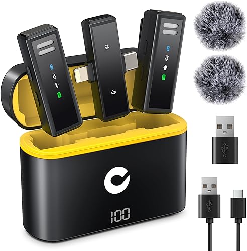 CAHAYA Microphone for iPhone Mic: YouTube Wireless Lavalier Microphone with Nois