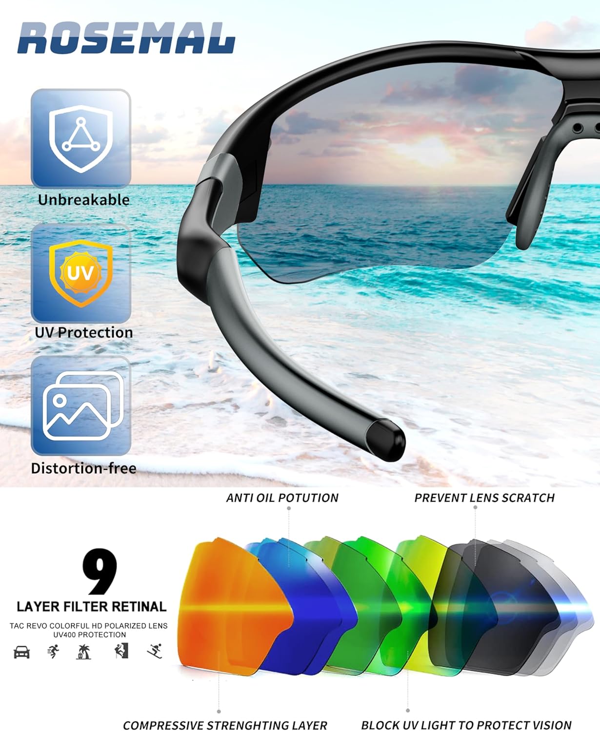 Polarized Sports Sunglasses for Men Women Youth Baseball Running Fishing Tennis Golf Cycling Driving Motor TAC UV400 TR90 - Image 3