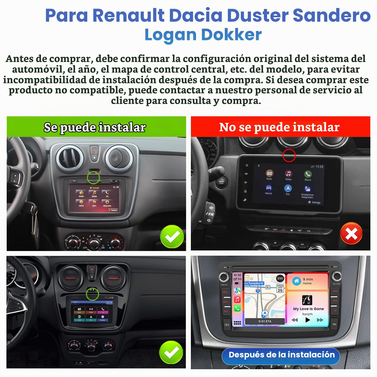 Inefala 2G+64G Autoradio Android 15 para Dacia Duster Sandero Logan Dokker