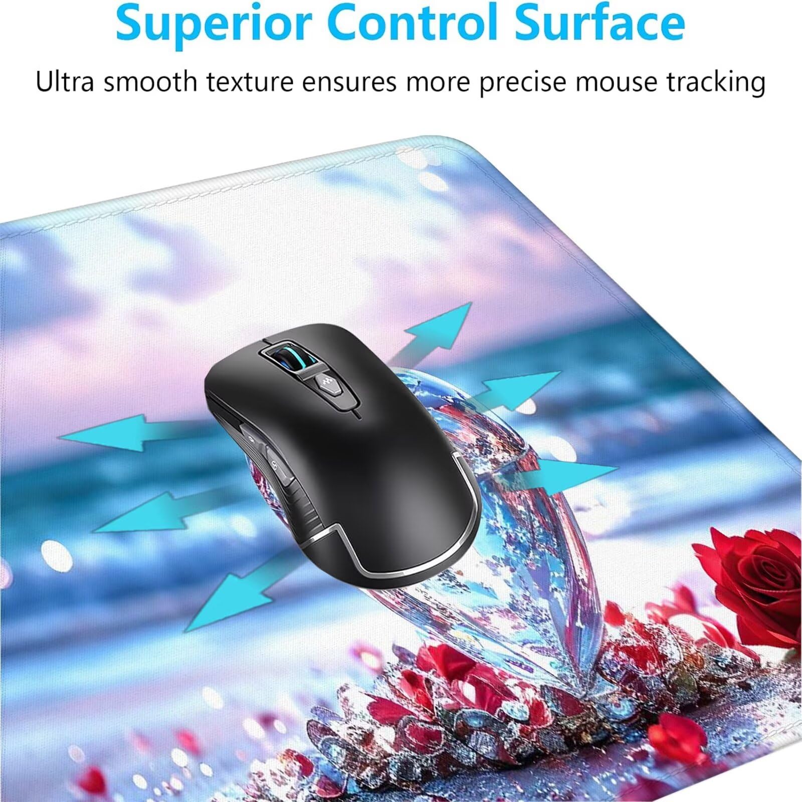 Rosso Tappetino Mouse Gaming, Tappetino Mouse XXL 1200 x 500 mm, Tappetino Mouse Rosa, Mouse Pad con Base Antiscivolo, Bordi Cuciti Tappetino per Mouse, Tappetino Mouse Gaming di Alta Precisione S-91