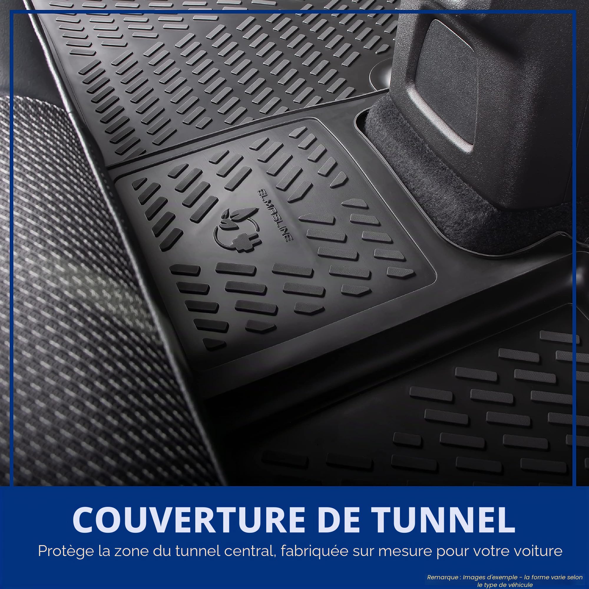Elmasline Lot de Tapis de Sol en Caoutchouc 3D pour Peugeot 208 II (2019-2025) (Électrique) (e-208) | Tapis de Voiture en Caoutchouc avec Bords Extra Hauts
