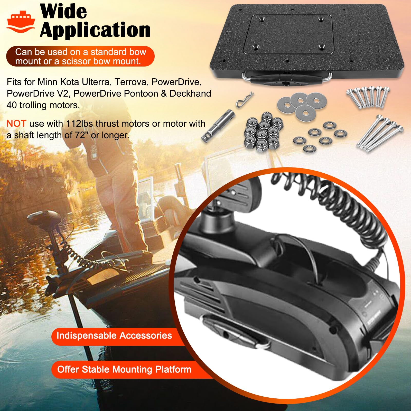 1854021 MKA-21 Kit staffa a sgancio rapido composito compatibile con Ulterra/Terrova/PowerDrive/PowerDrive V2/PowerDrive Pontoon/Deckhand 40, non utilizzare per motori con lunghezza albero da 182,9 cm