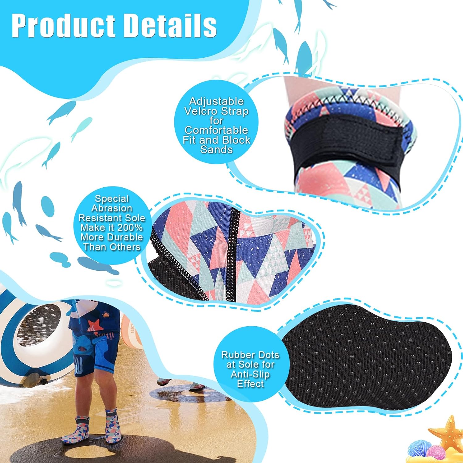 3mm Kids Neoprene Water Socks Sand Proof Beach Diving Socks Anti Slip Swim Sock Volleyball Sock for Water Sports