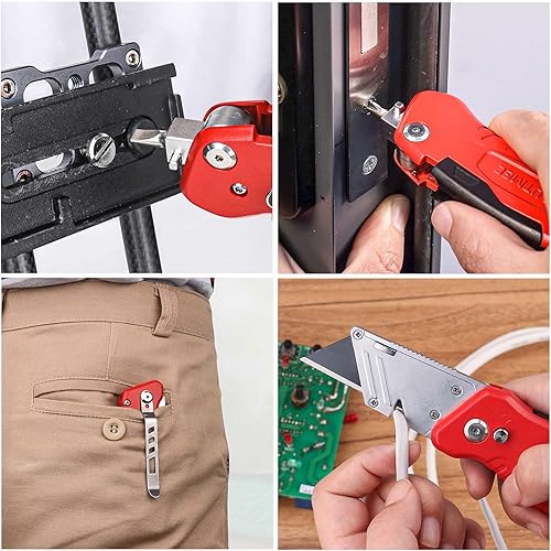 Miniatura 6 de HAUTMEC Cuchillo utilitario plegable multifuncional resistente con destornilladores integrados, cortador de caja incorporado en carcasa de aleación