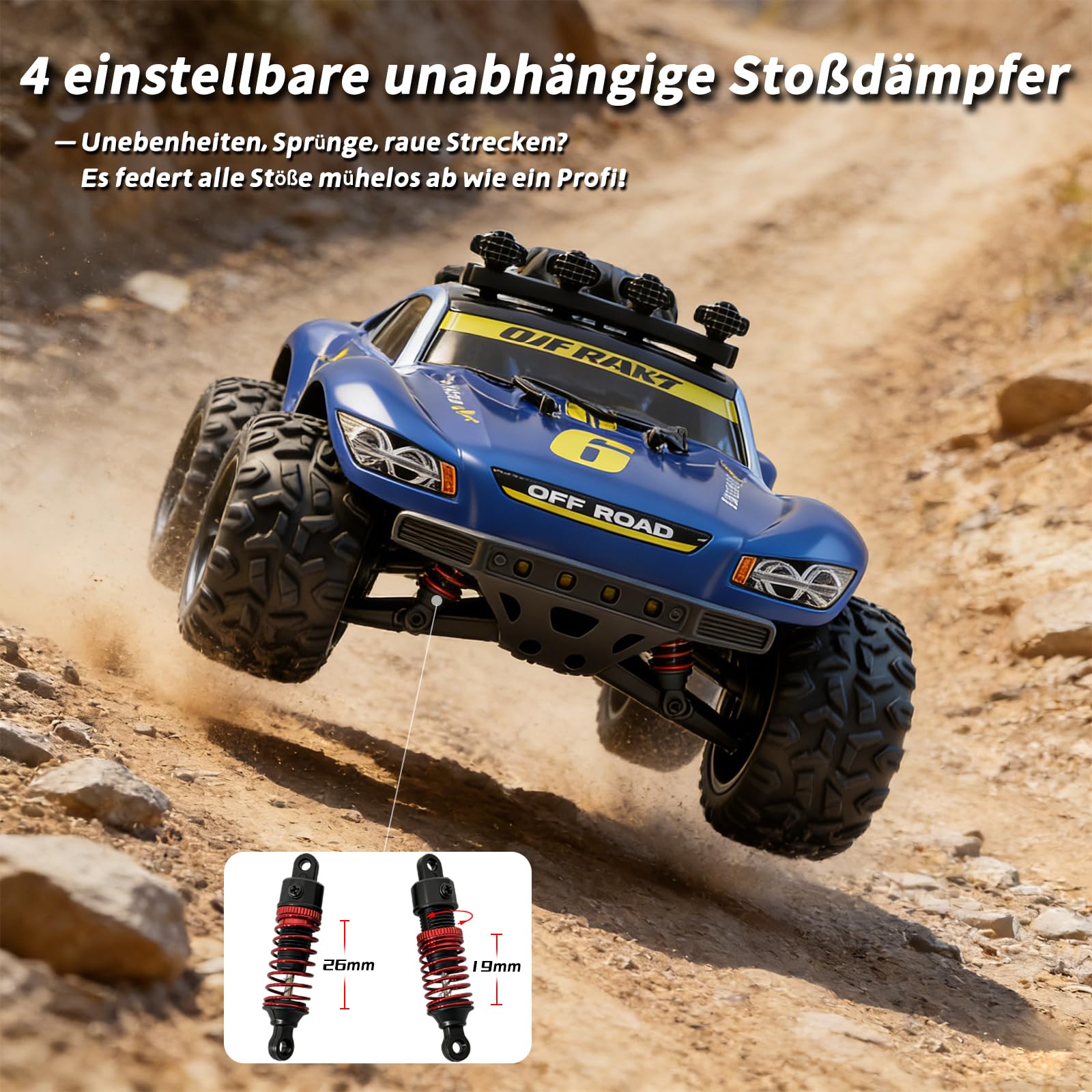 KF19 RC auto, camion radiocomandato 1:18, ad alta velocità, 40 km/h, 4 ruote motrici, fuoristrada, 2 batterie, adatto per adolescenti dai 14 anni in su
