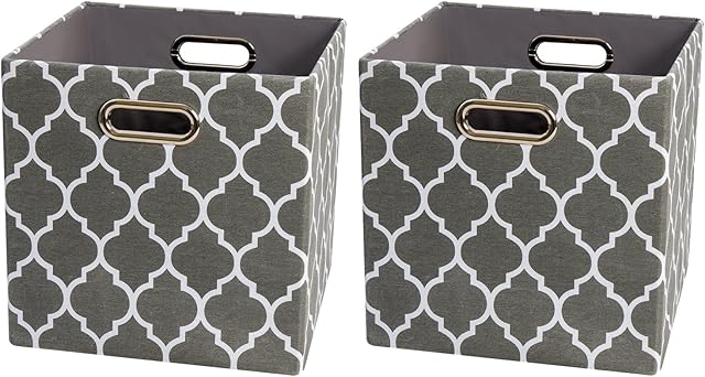 Posprica Storage Boxes, Foldable Storage Box, Storage Basket Set of 2 for Bedroom and Nursery Container Toy Drawer, Clothes Organizer, Laundry Room (28×28×28cm)