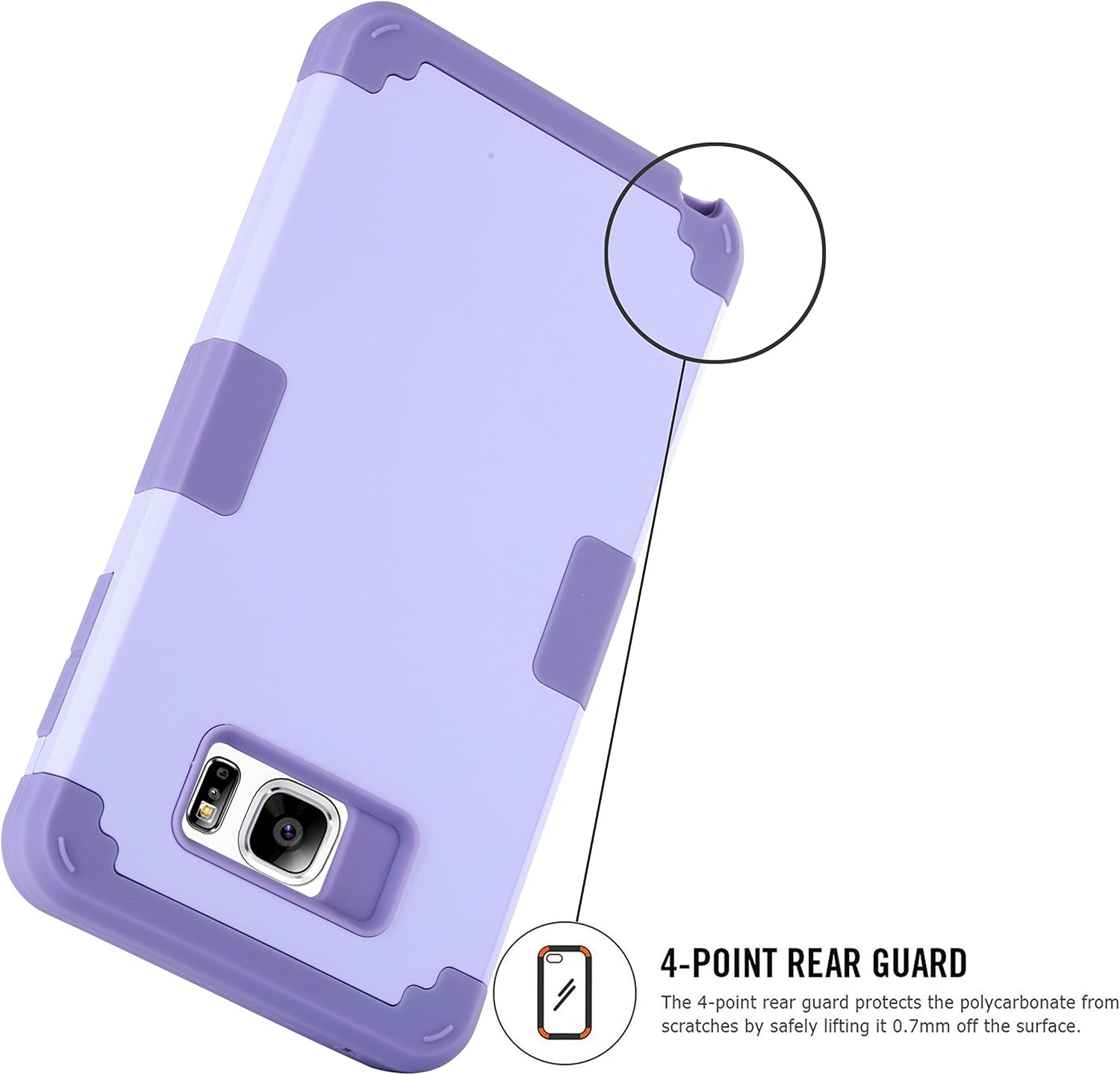 BENTOBEN Galaxy Note 5 Case, Samsung Galaxy Note 5 Case 3-in-1 Hybrid Shockproof Anti Scratch Polycarbonate Hard Covers for Upper and Bottom Soft Silicone for Interior Cover, Purple