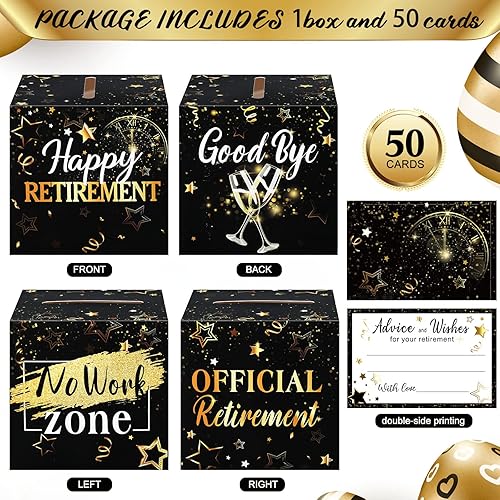 Miniatura 2 de Funrous Caja de tarjetas de jubilación, 51 unidades, recuerdos de fiesta de jubilación, tarjetas de buenos deseos y consejos para decoración de