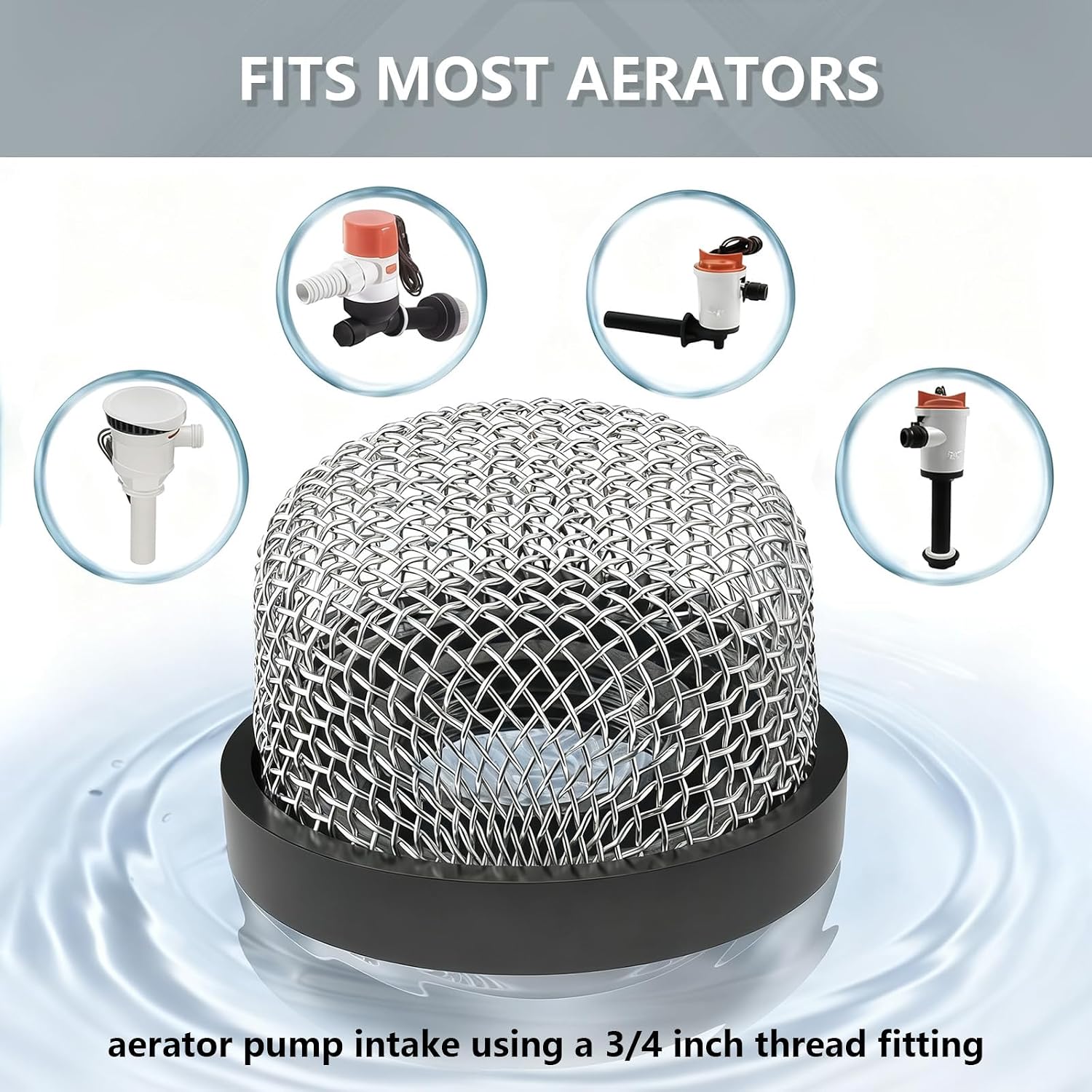 3 Pack ¾ Inch -14 Stainless Steel Mesh Strainer Aerator Screen – Inline Water Filter for Livewell Pump/Baitwell, Industrial Plumbing/Garden Washers, Marine-Grade Rust-Proof Easy Installation
