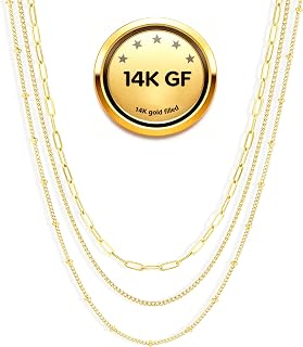 Waterproof Gold Necklace Layered Necklaces for Women Non Tarnish,14k Gold Plated Stainless Steel Dainty Stack Thin Chain Necklace Set for Women Gifts Jewelry