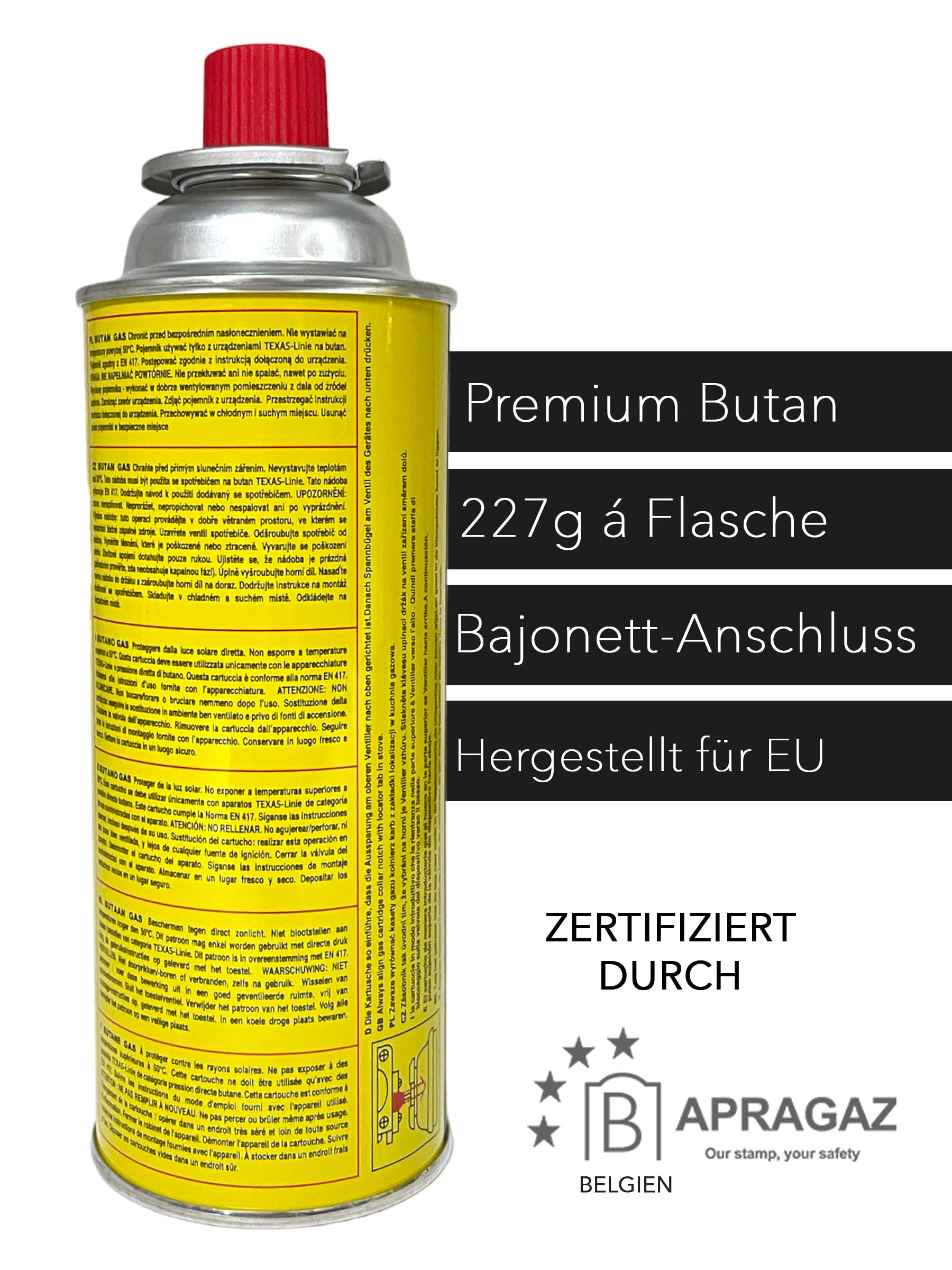 Lot de 4 cartouches de gaz butane pour camping - 227 g - 520 ml - Réchaud de camping - Réchaud à gaz - Réchaud à gaz - Chalumeau à souder (4 cartouches)