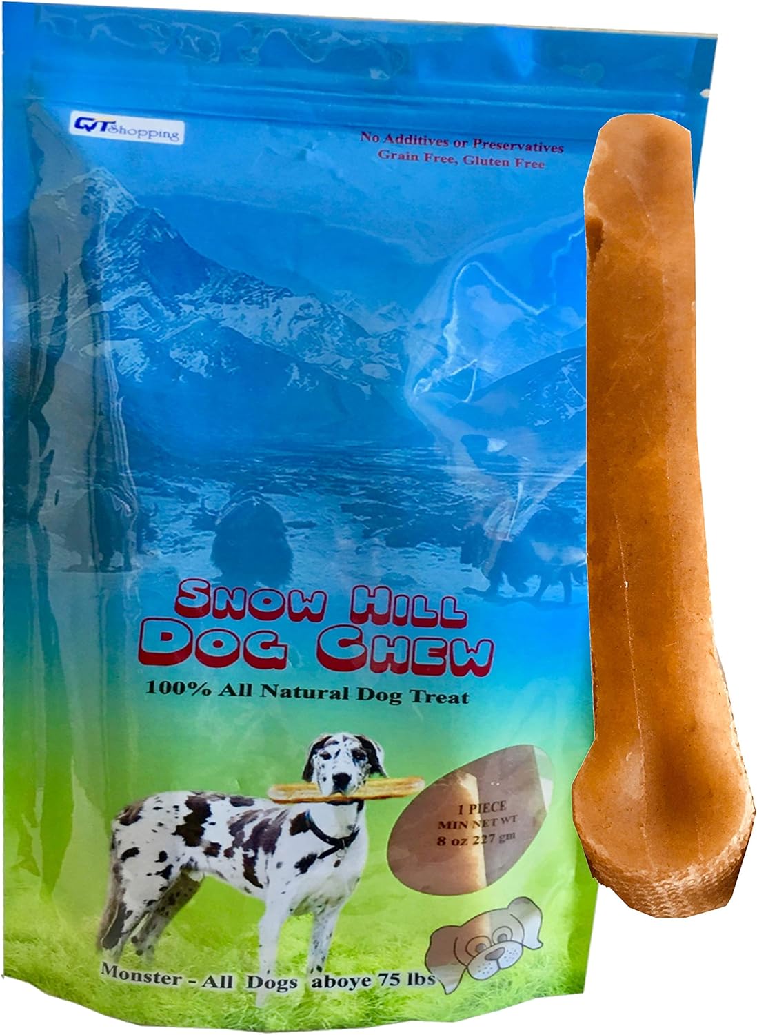 Snow Hill Dog Chews Size XXL 8 Oz Himalayan Yak Milk Natural Long Lasting Odor Stain Gluten GMO Free Protein-Rich improved Oral Health - Good for All Dogs above 75 lbs