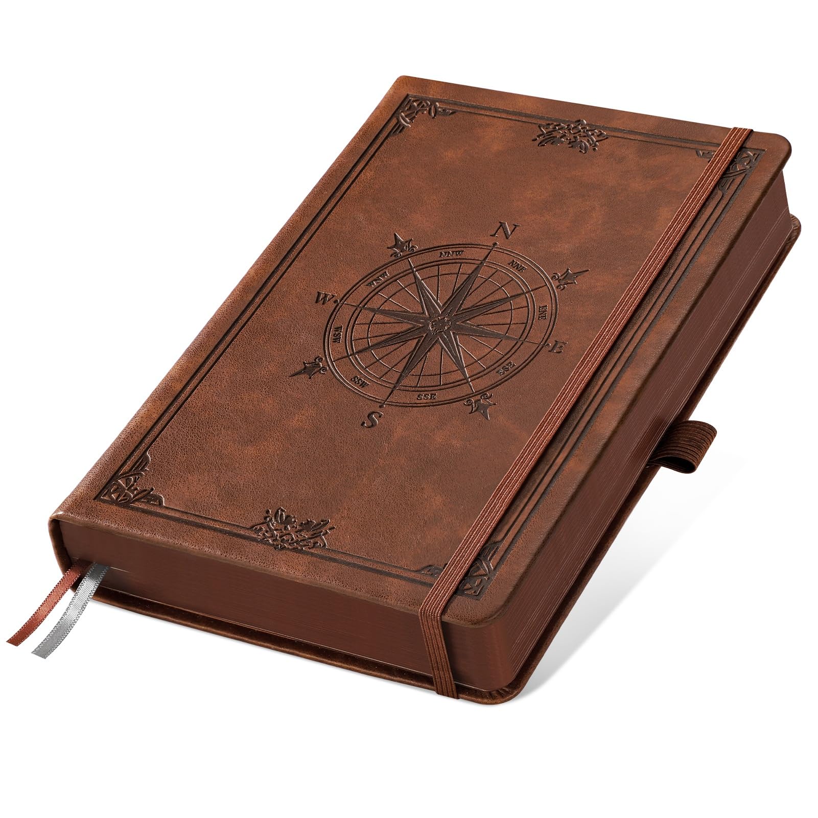 AHGXG Thick Journal Lined Notebook for Men - 320 Numbered Pages A5 College Ruled Notebook for Writing, 100gsm Paper, Vintage Leather Hardcover, for