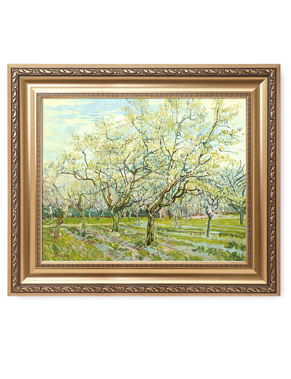 DECORARTS - The White Orchard, Vincent Van Gogh Art Reproduction. Giclee Prints Match with Golden Framed for Wall Decor. Picture Size: 20x16 in,