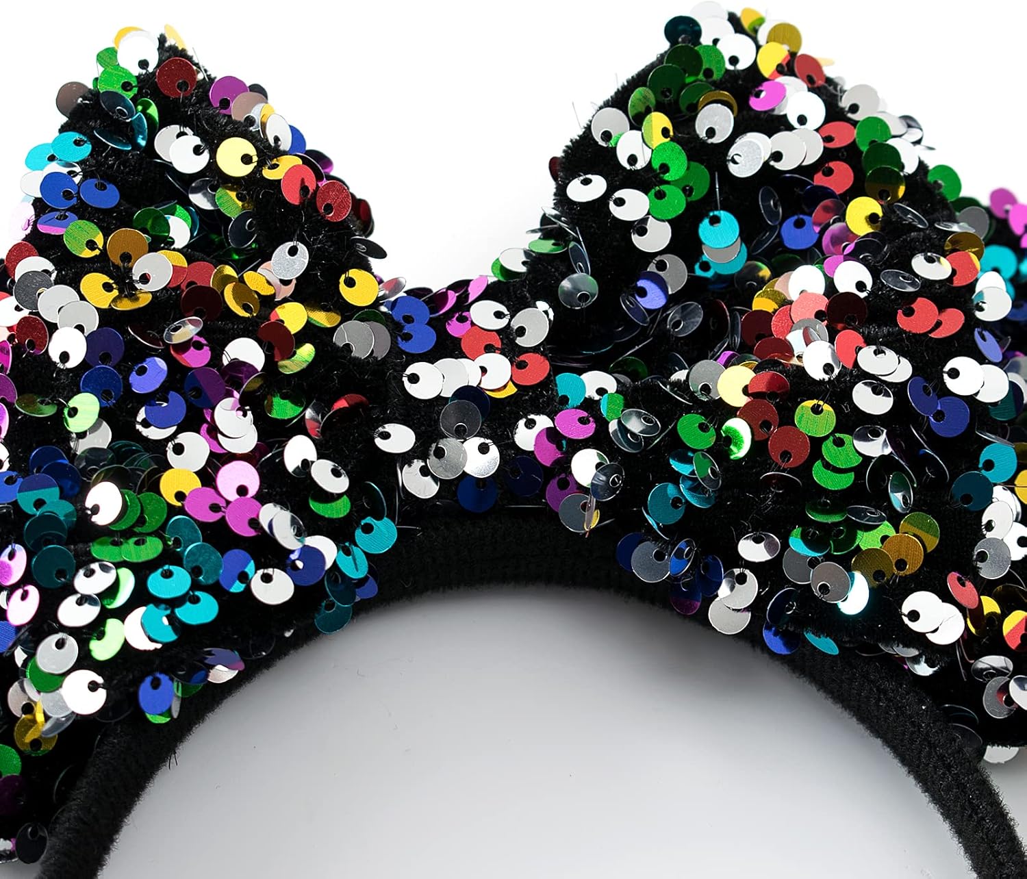 KARETT Sequins Mouse Ears Headband With Glitter Bow Princess Party Decorations For Girls Women