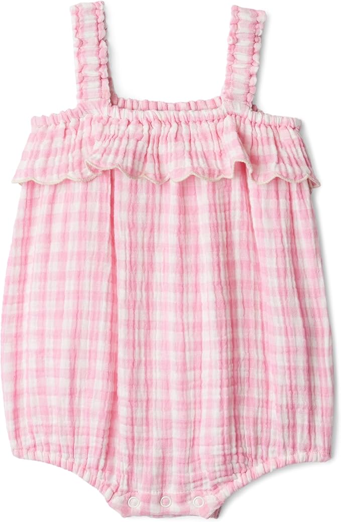 Amazon.com: Amazon Essentials Unisex Babies x Sofia Grainge Baby Girls Cotton Gauze Romper, Pink Gingham, 3-6 Months : Clothing, Shoes & Jewelry