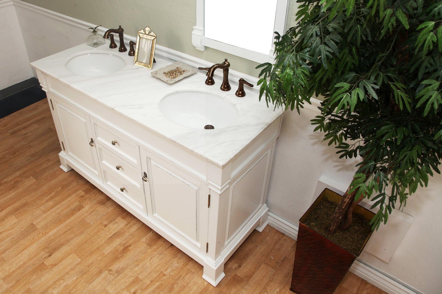 205060-D-WH 60-Inch Double Sink Vanity, Wood, White